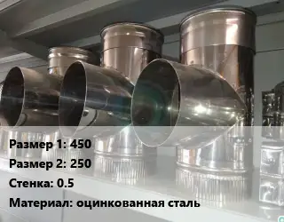 Тройник воздуховода 450х250х0.5 оцинкованная сталь